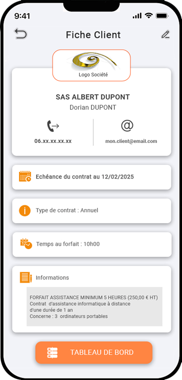 appli GestTemps fiche client