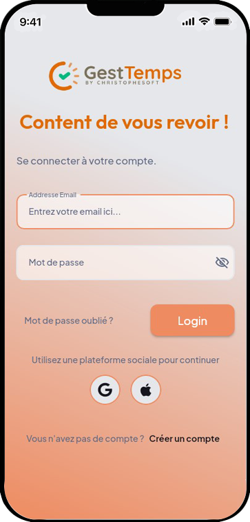 appli GestTemps se connecter