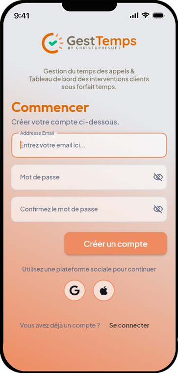 appli GestTemps s'inscrire