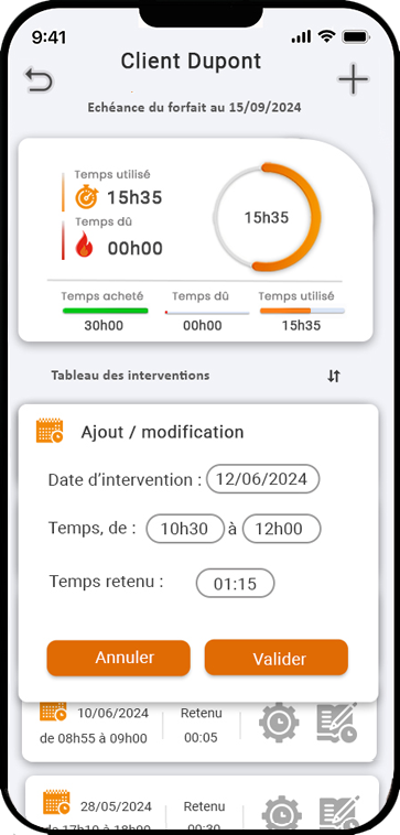 appli GestTemps entrer du temps