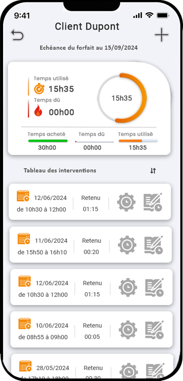 appli GestTemps tableau de bord