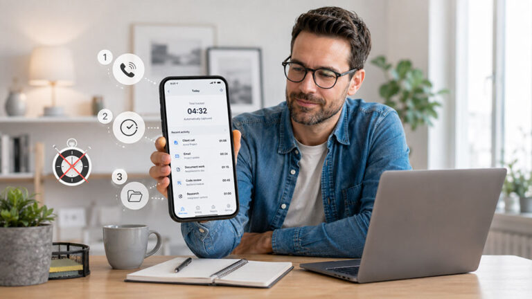 Consultant consultant son suivi du temps automatique sur mobile