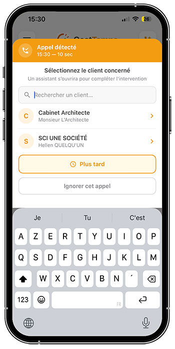 Appel détecté à enregistrer