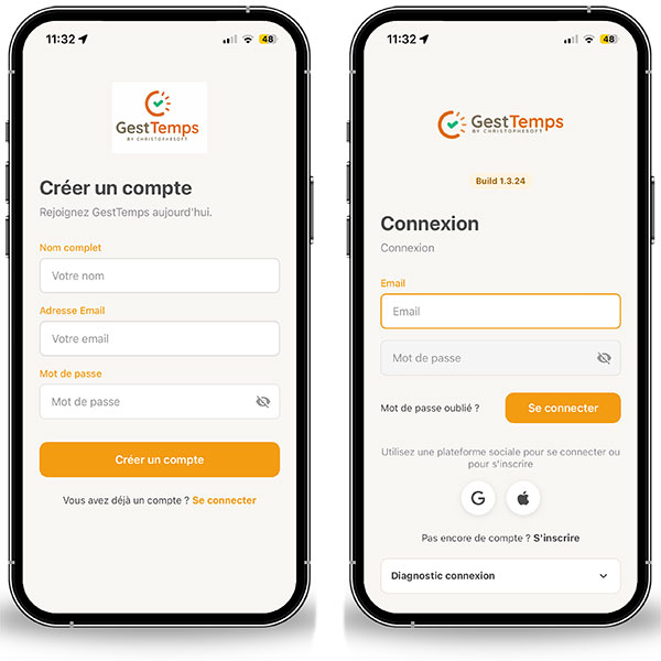 Installer GestTemps et ouvrir son compte