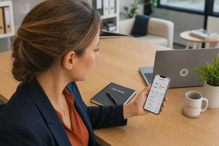 Smartphone affichant la gestion des forfaits temps clients